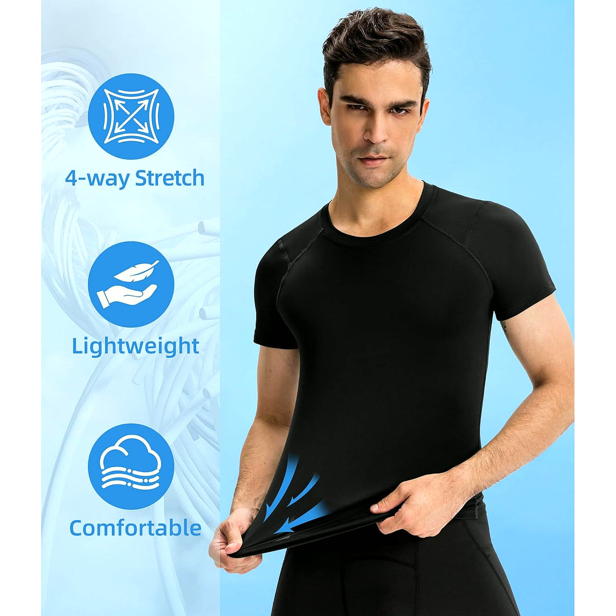 Men'S Compression Shirt Short Sleeve Cool Dry Workout Athletic T-Shirts Sports Undershirt Performance Compression Tops