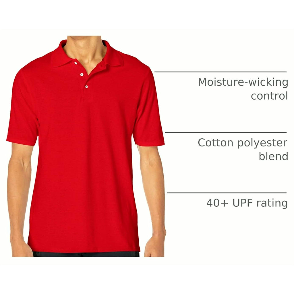 Mens X-Temp Performance Polo, Cotton Blend Sport Shirt for Men with Odor Control