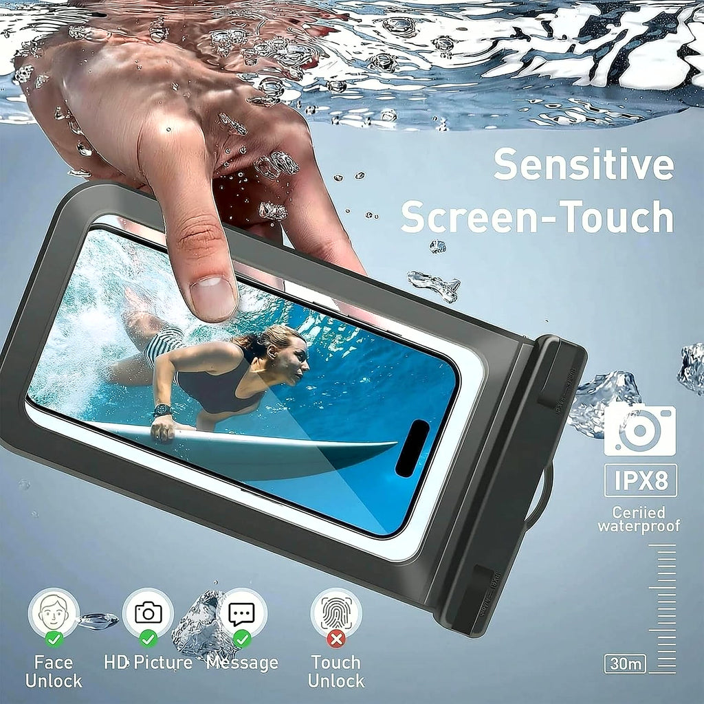 1/2/4 Waterproof Case Pouch Cellphone Dry Bag Compatible for Iphone 17 16 15 14 13Pro Max plus Black | Universal, up to 7",Cruise Ship, Kayak, Beach Essentials, IPX8 Water Resistant,1 Pack