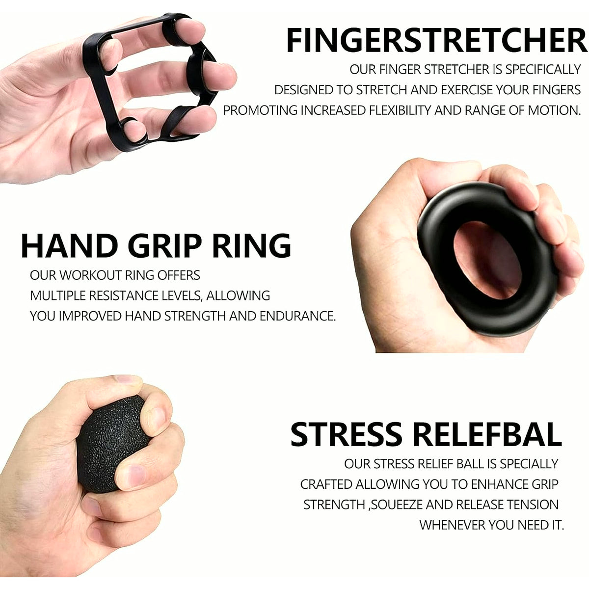 5-In-1 Grip Strength Trainer Kit with Counter, Adjustable Hand Grip(11-132 Lbs), Finger Stretcher, Grip Ring & Stress Ball – Grip Strength Trainer for Adults, Home Gym, Arm Workout Equipment