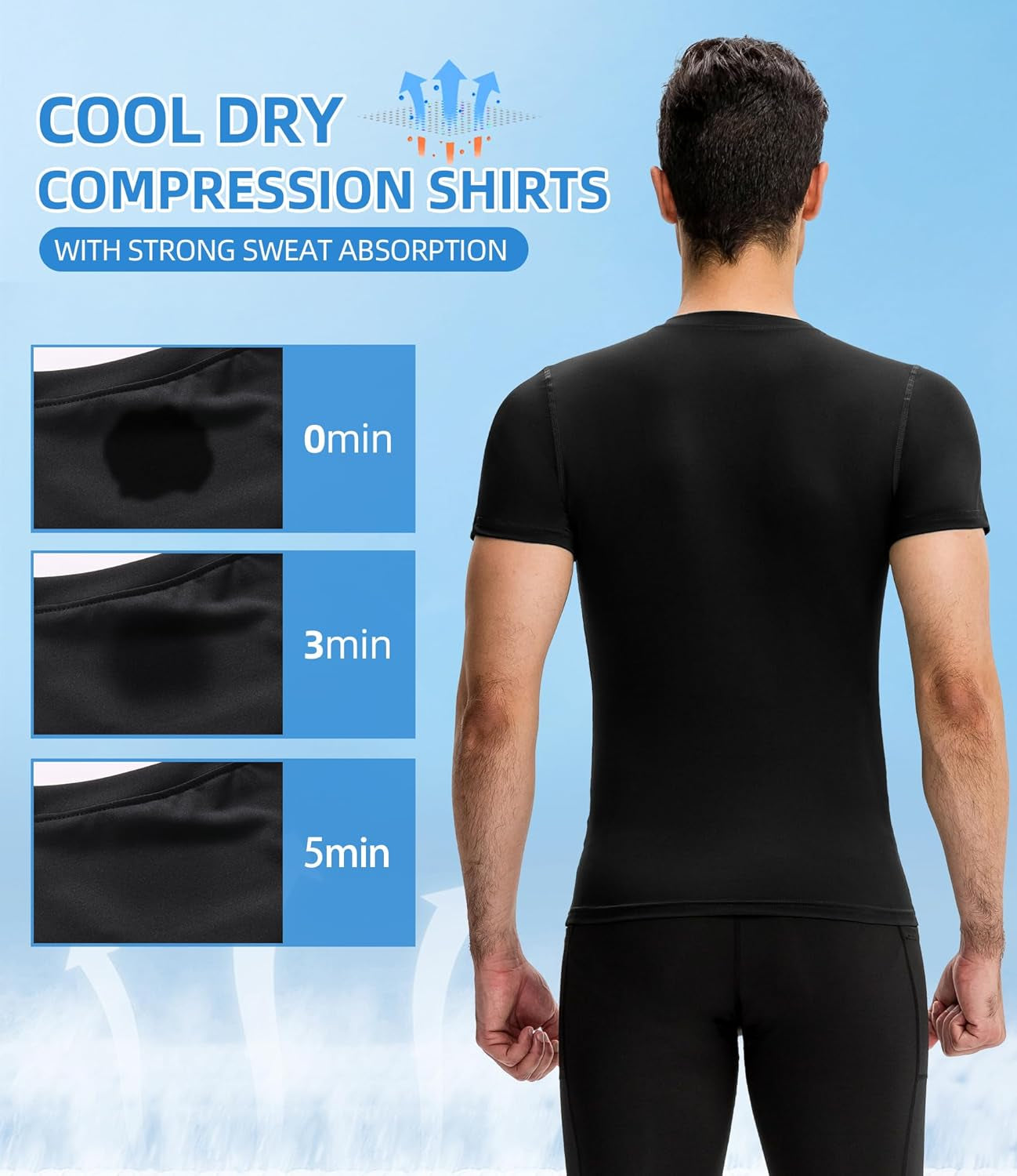 Men'S Compression Shirt Short Sleeve Cool Dry Workout Athletic T-Shirts Sports Undershirt Performance Compression Tops