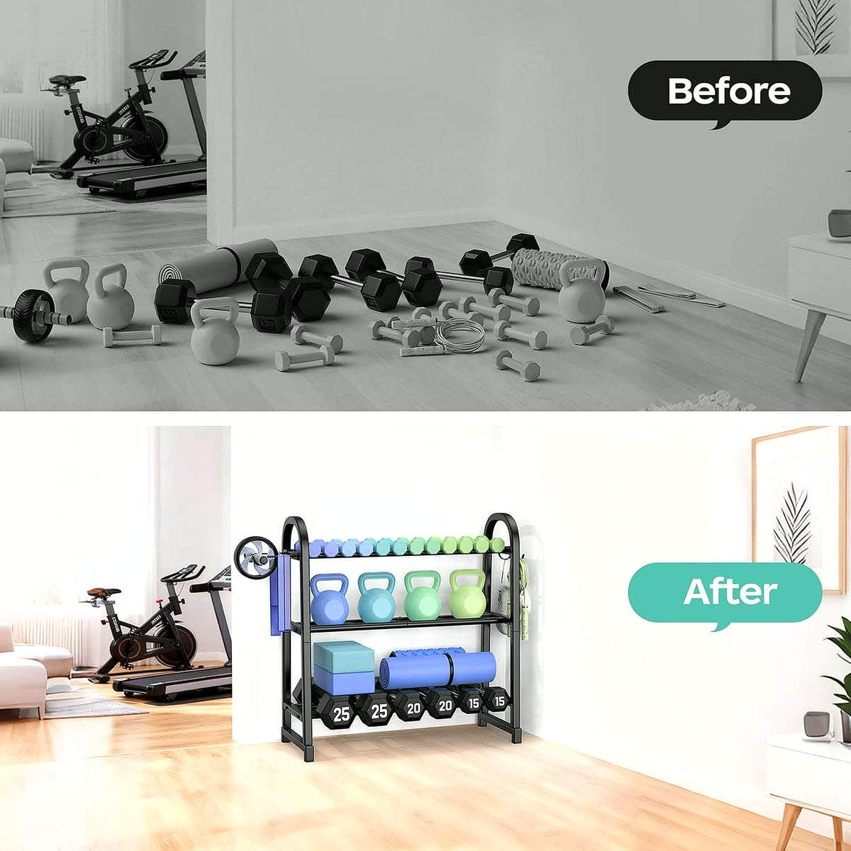 PrimeBuild 3-Tier Dumbbell Rack, product view 5
