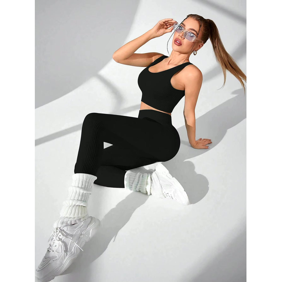 Women’S Workout Sets 2 Piece - Seamless Yoga Leggings and Cross-Strap Sports Bra Gym Outfits Activewear Matching Set