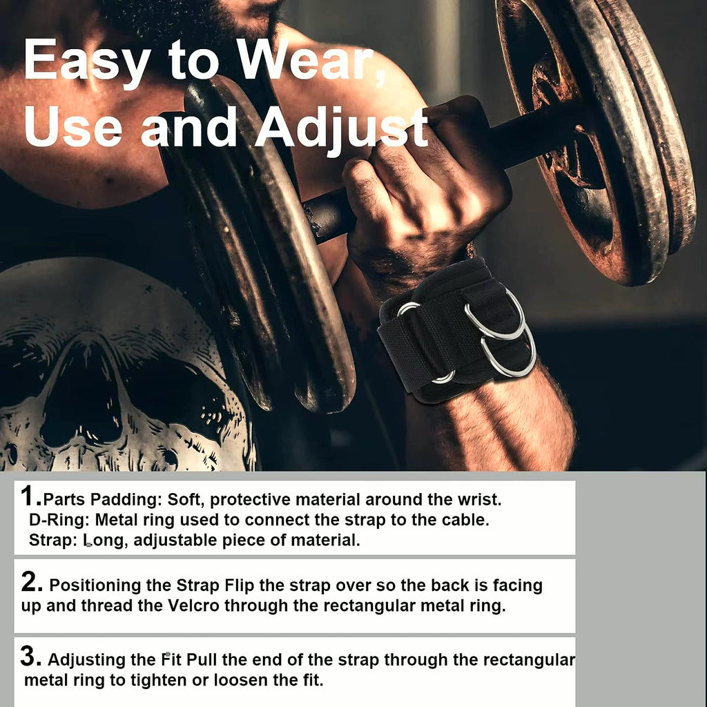 2Pcs Wrist Straps for Weightlifting Straps with D Ring Weight Lifting Straps Deadlift Straps for Gym Straps