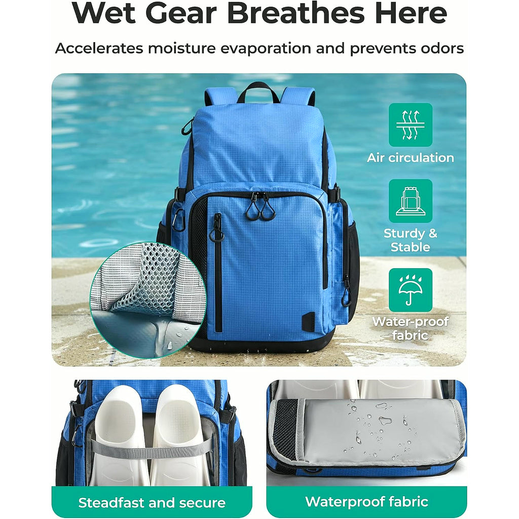 Gym Backpack for Men with Shoe Compartment for Multi-Sport | Water-Resistant Multi-Sport Gym Storage, Expandable Pocket Fits Basketball, Football, Shoe Compartment Separates Swim Gear