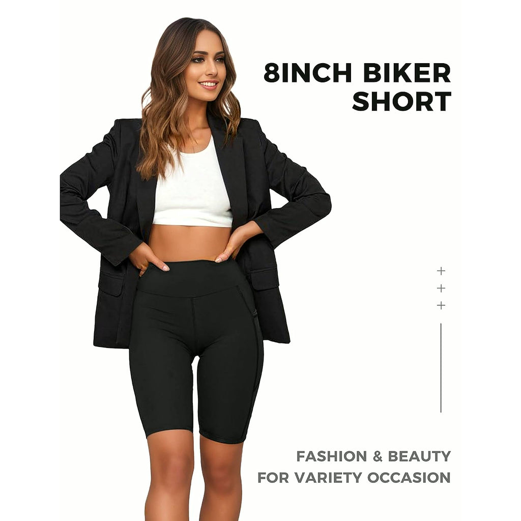 Biker Shorts Women - 5"/8" High Waisted Tummy Control Workout Gym Spandex Yoga Athletic Bike Shorts with Pocket