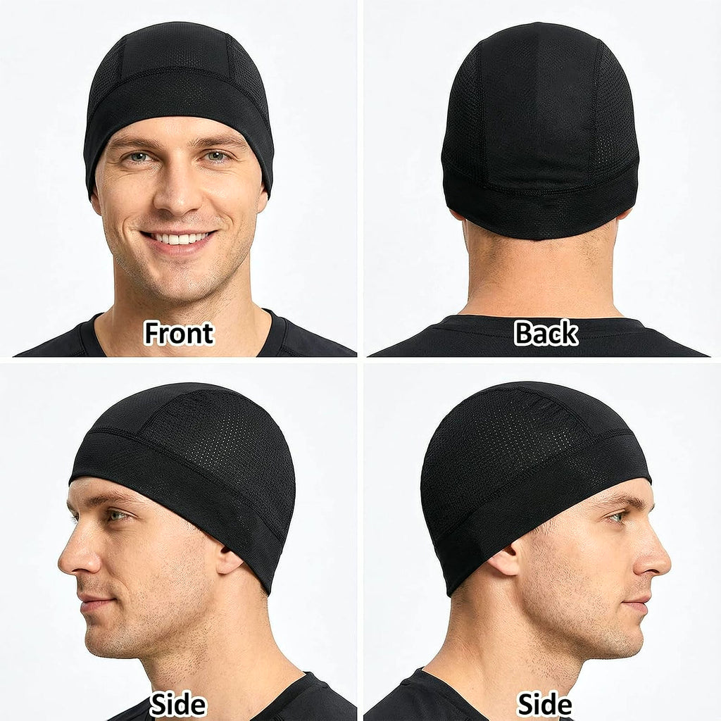 3 Pcs Breathable Mesh Skull Cap Helmet Liner Beanie Black | Lightweight Quick Dry, Sports Helmet Liner, Cooling Mesh, Cycling Running Hat, for Men Women, Sports Cycling under Helmets