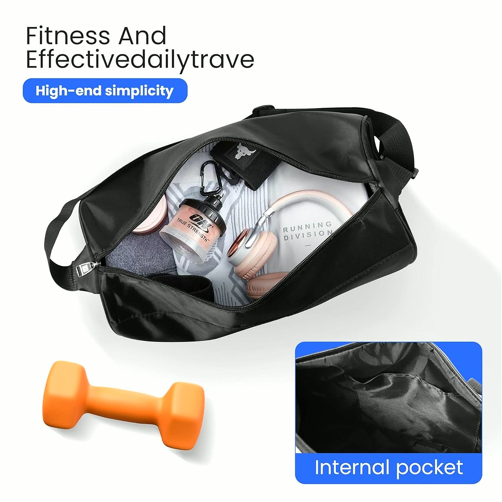 PrimeBuild Compact Gym Duffel Bag, product view 5