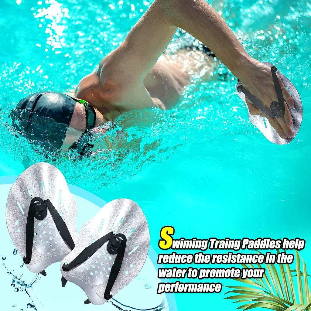 3 Pcs Swim Training Pull Buoy Hand Paddles Set Include 1 Buoy 2 Hand Paddles with Adjustable Straps Swim Training Equipment Kit for Adults