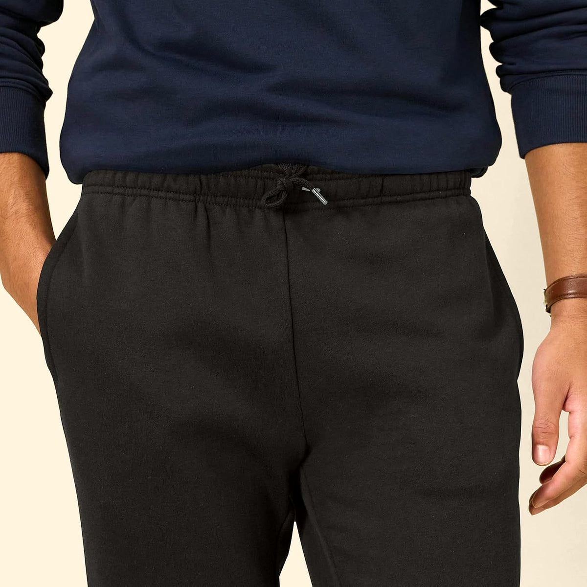 Men'S Relaxed Fit Fleece Joggers Sweatpants with Drawstring Waist, Tapered Leg, Ribbed Cuffs, Brushed Interior