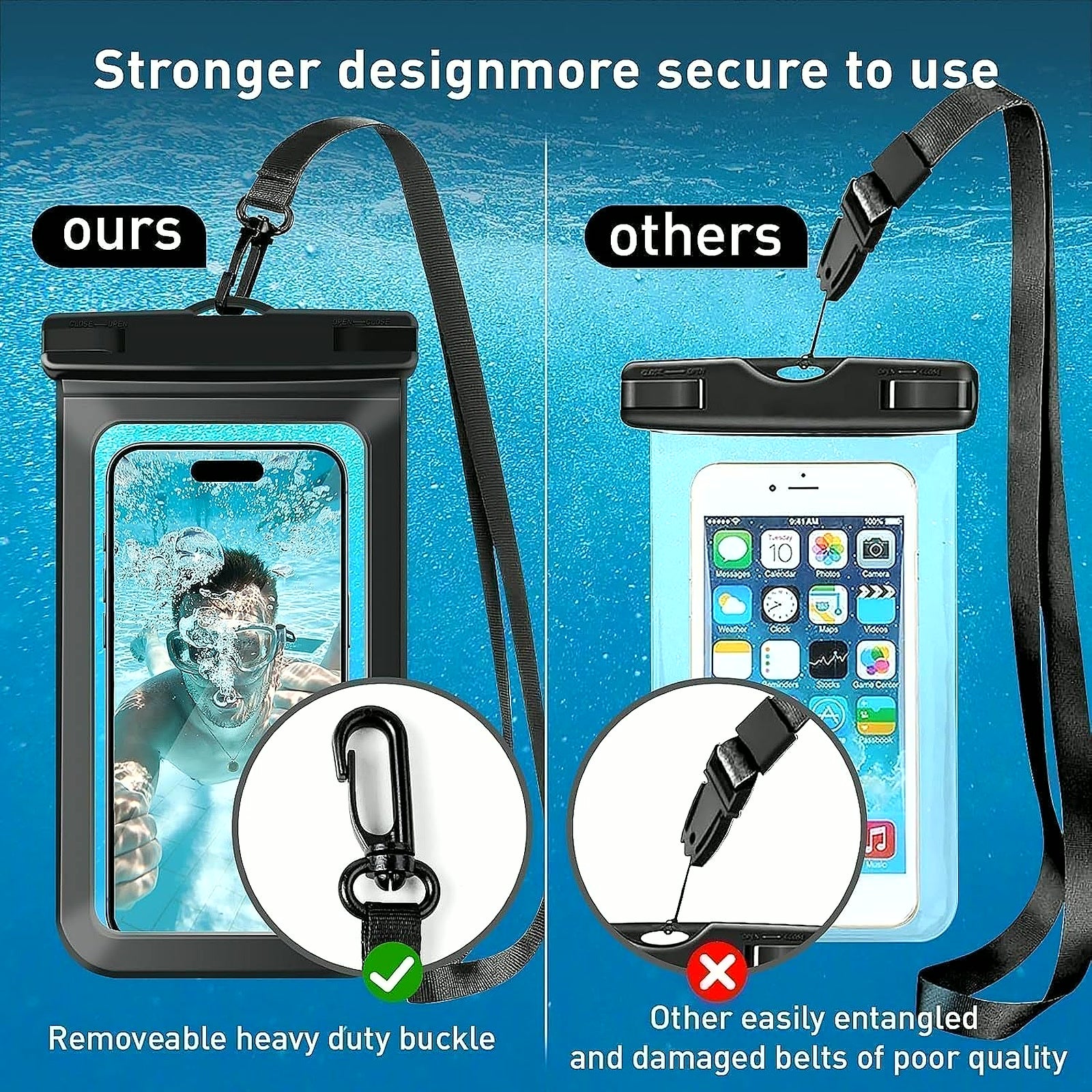 1/2/4 Waterproof Case Pouch Cellphone Dry Bag Compatible for Iphone 17 16 15 14 13Pro Max plus Black | Universal, up to 7",Cruise Ship, Kayak, Beach Essentials, IPX8 Water Resistant,1 Pack