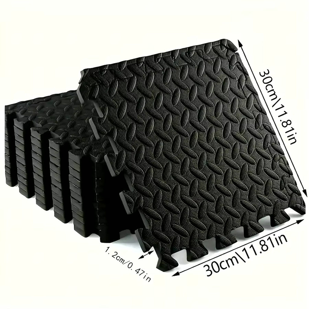 Foam Gym Mat 12 Pieces - Interlocking Puzzle Mat for Home Gym Heavy Duty Gym Floor Mat, Black