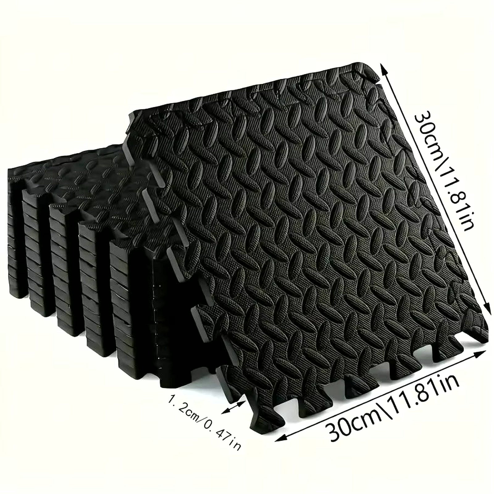 Foam Gym Mat 12 Pieces - Interlocking Puzzle Mat for Home Gym Heavy Duty Gym Floor Mat, Black