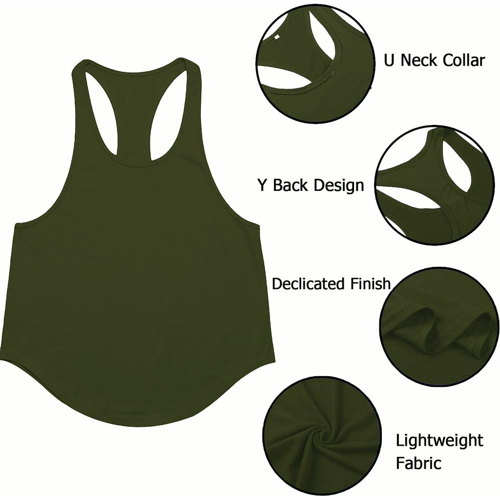 Men'S 3 Pack Gym Workout Tank Tops Y-Back Muscle Tee Stringer Bodybuilding Sleeveless T-Shirts