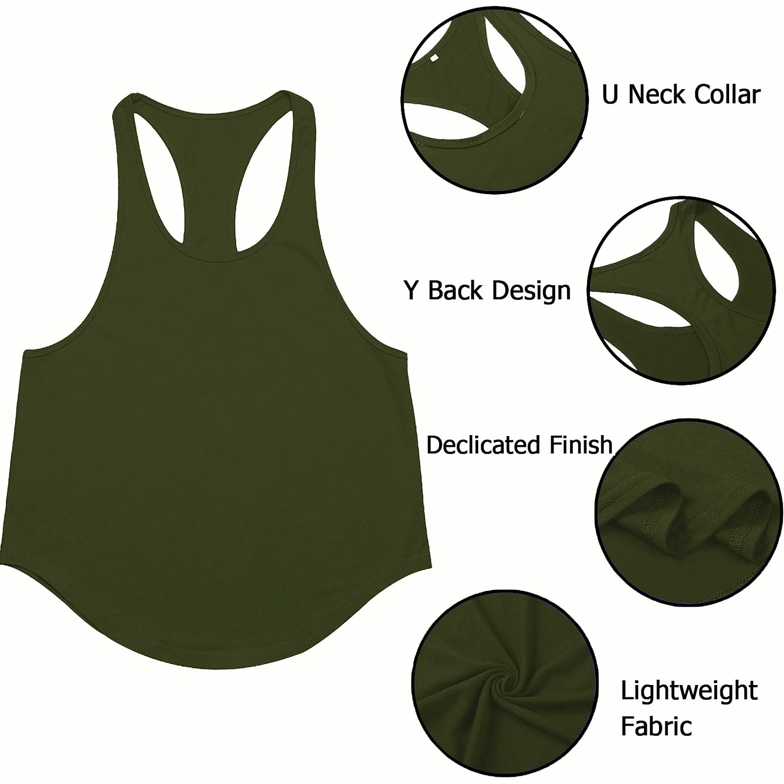 Men'S 3 Pack Gym Workout Tank Tops Y-Back Muscle Tee Stringer Bodybuilding Sleeveless T-Shirts