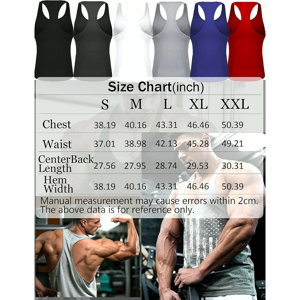Men'S 3 Pack Gym Workout Tank Tops Y-Back Muscle Tee Stringer Bodybuilding Sleeveless T-Shirts