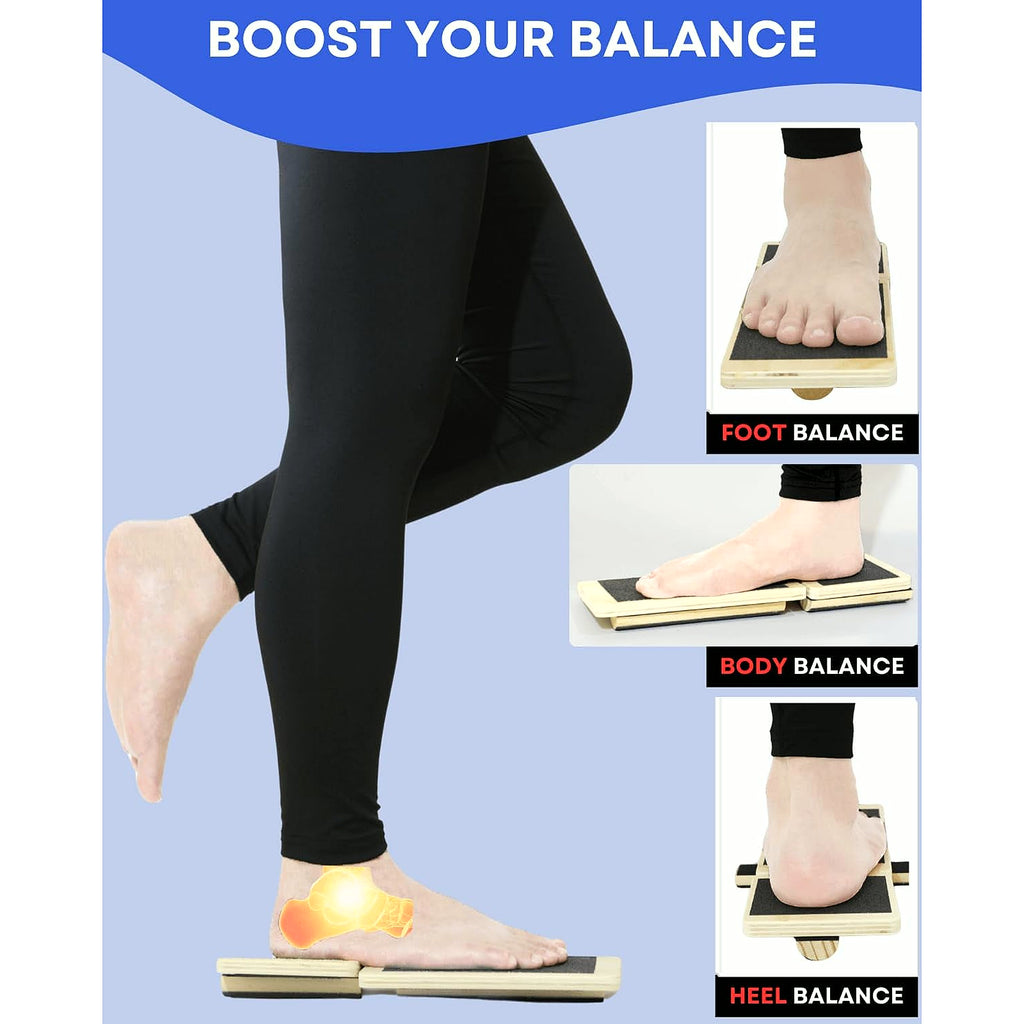 Ankle Strengthener, Single Leg Balance Board for Ankle Rehab, Foot Trainer for Mobility, Foot Stretcher for Sprained Ankle, Balancing Wobble Board, Posture Board, Arch Trainer with Brace