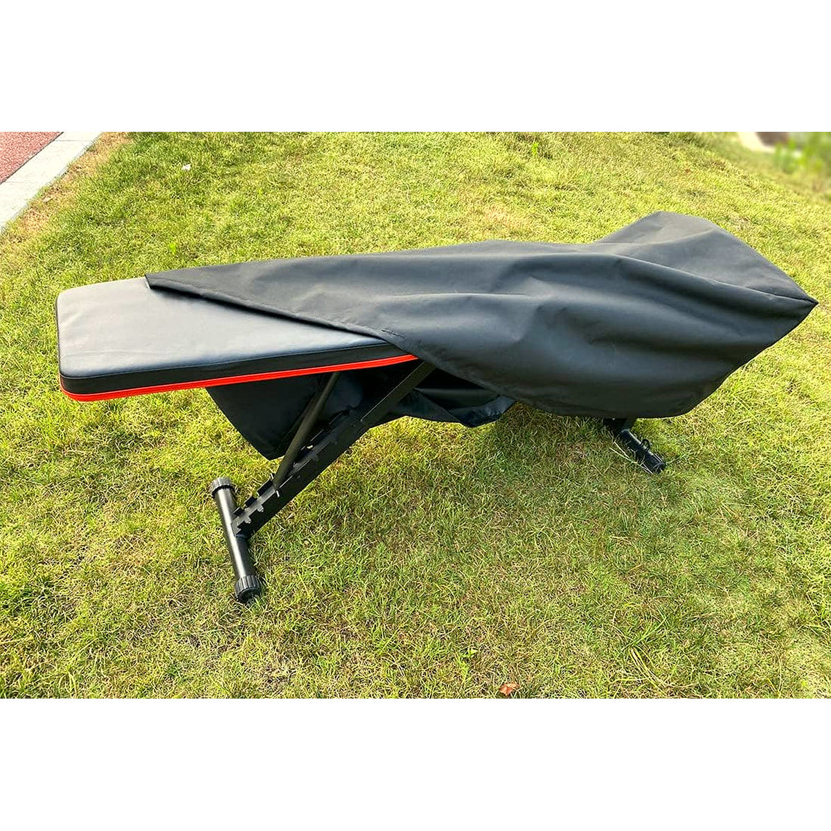 Weight Bench Cover, Adjustable Exercise Workout Bench Cover, Waterproof 600D Oxford Fabric for Indoor and Outdoor Use, 50" L X 23" W X 17" H（Black）