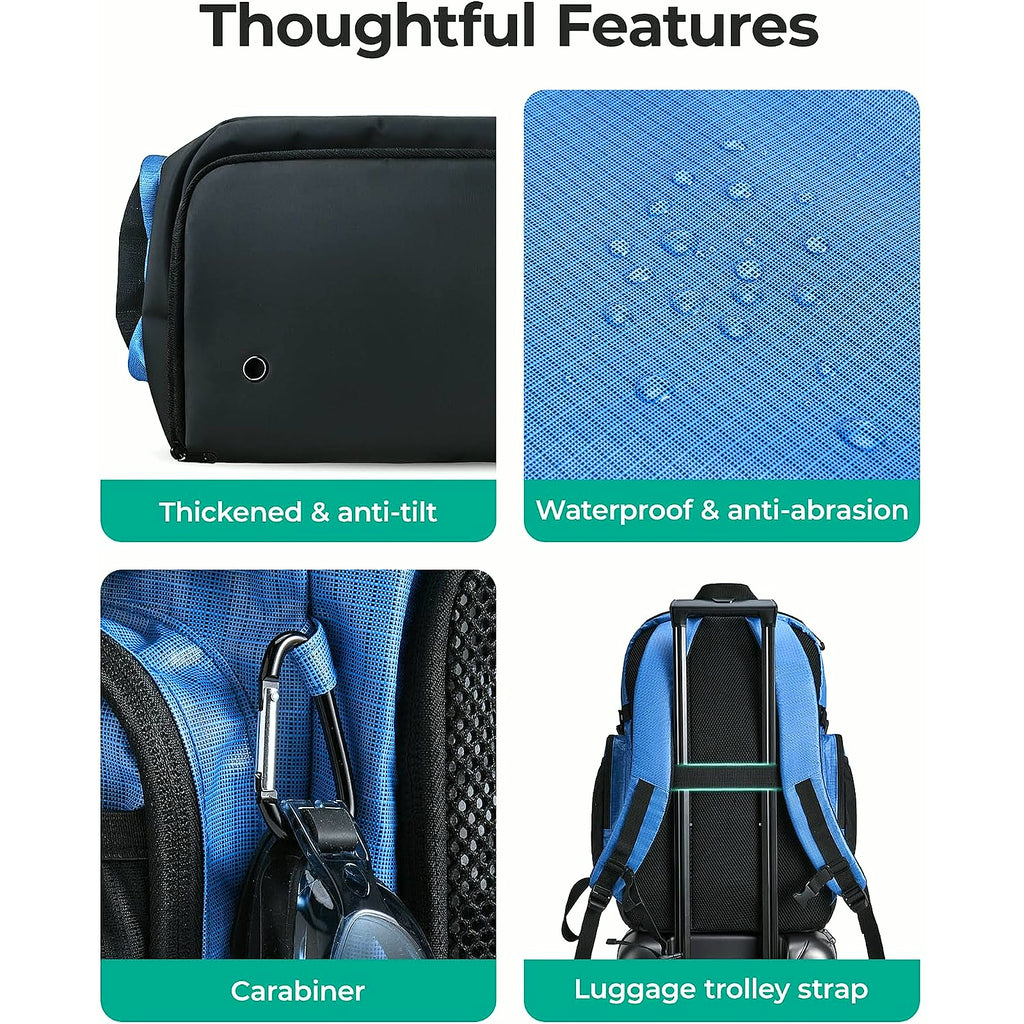 Gym Backpack for Men with Shoe Compartment for Multi-Sport | Water-Resistant Multi-Sport Gym Storage, Expandable Pocket Fits Basketball, Football, Shoe Compartment Separates Swim Gear