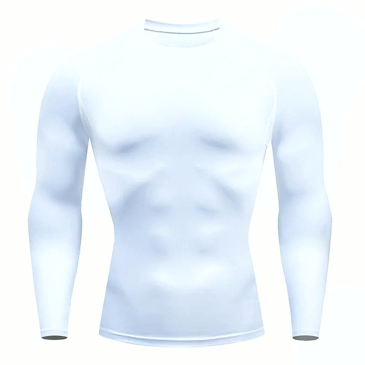 PrimeBuild Men's Long Sleeve Performance Shirt in white, front view on a white background