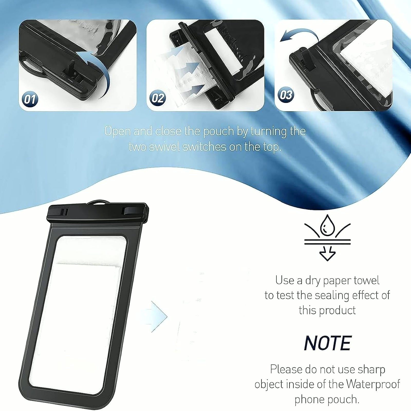 1/2/4 Waterproof Case Pouch Cellphone Dry Bag Compatible for Iphone 17 16 15 14 13Pro Max plus Black | Universal, up to 7",Cruise Ship, Kayak, Beach Essentials, IPX8 Water Resistant,1 Pack