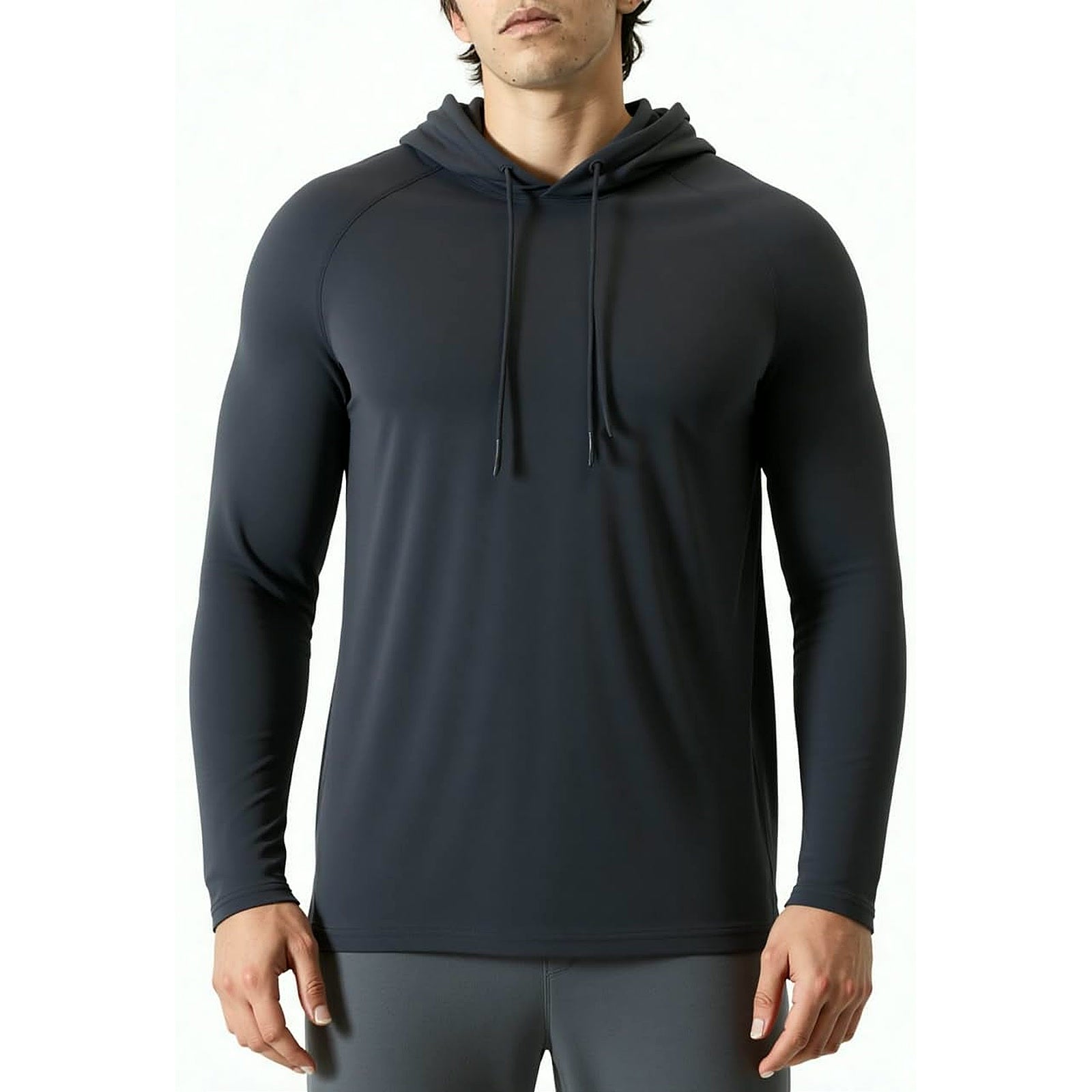 Mens Quick Dry Hoodies Long Sleeve Workout Athletic Gym Hooded Shirts
