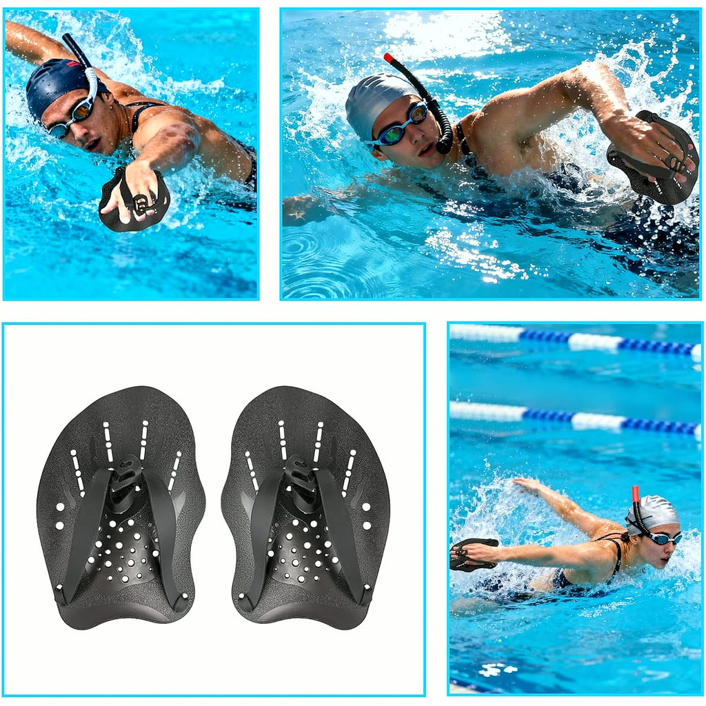 2 Pcs Swim Hand Paddles, Swim Paddles with Adjustable Straps for Lap Swimming Training Hand Paddles for Novice and Professional Use