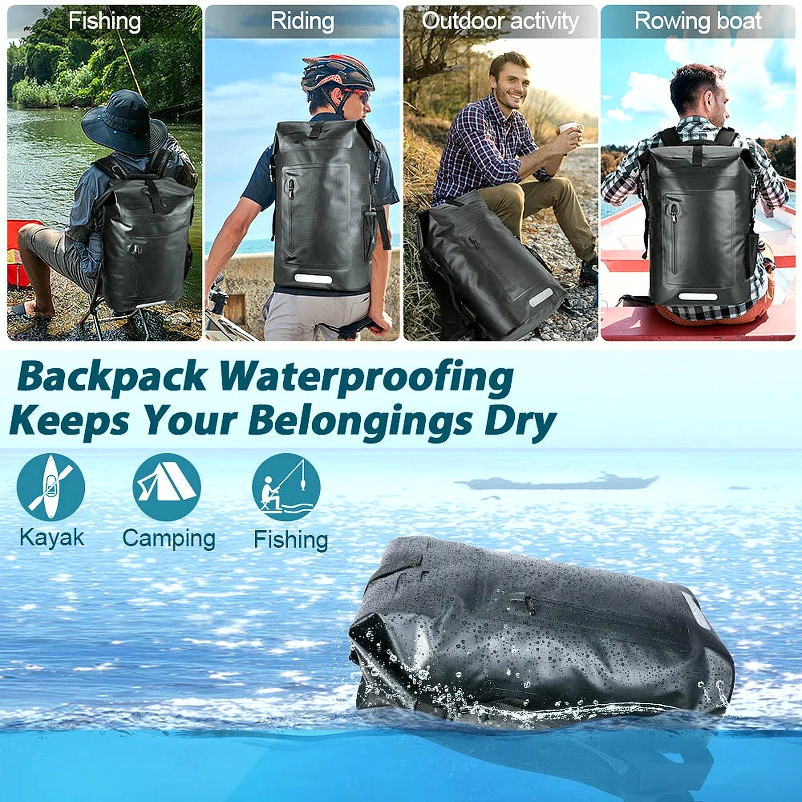 Large Capacity Swimming Waterproof Backpack, Beach, Drifting, Surfing, Diving, Waterproof Backpack 35L Dry Pack
