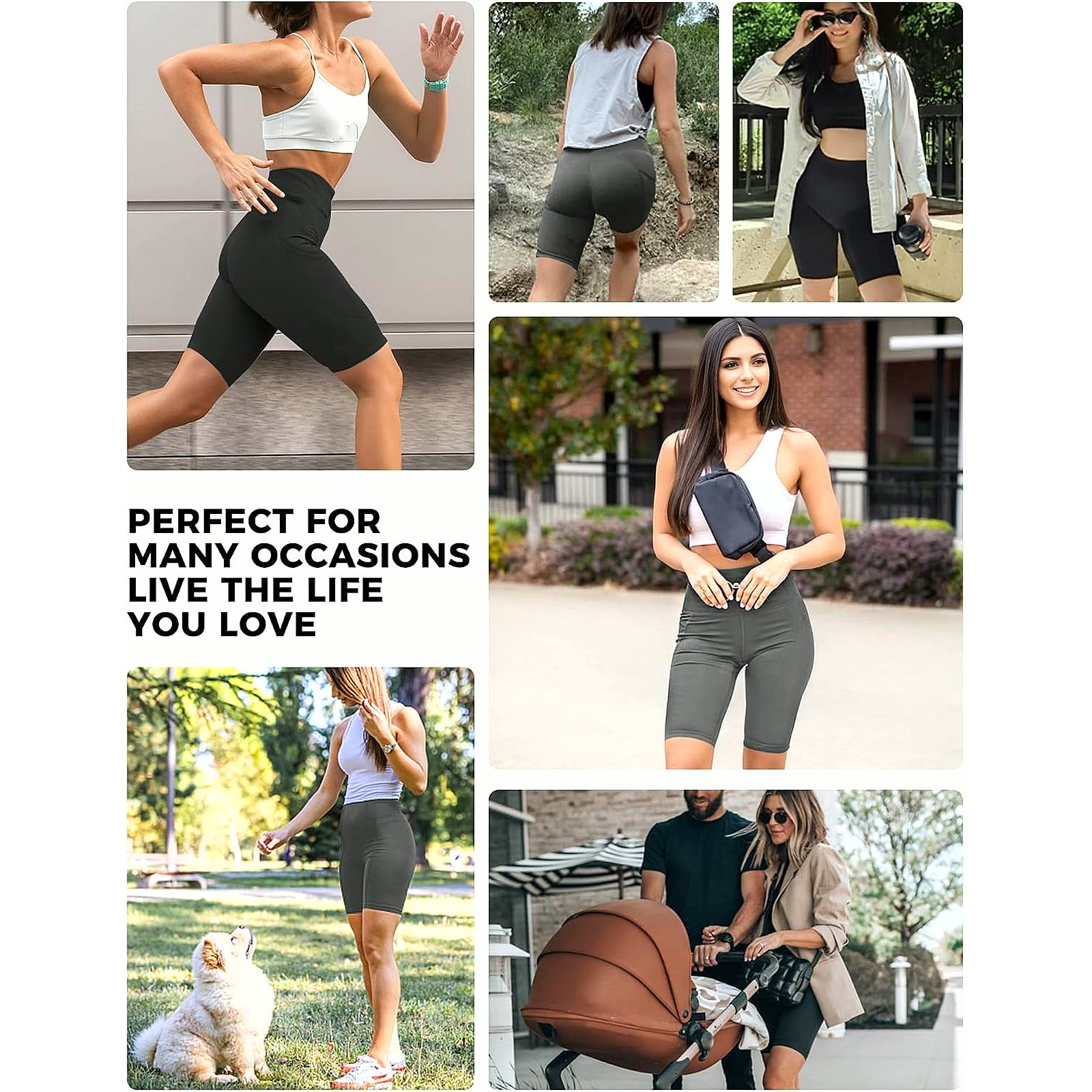 Biker Shorts Women - 5"/8" High Waisted Tummy Control Workout Gym Spandex Yoga Athletic Bike Shorts with Pocket
