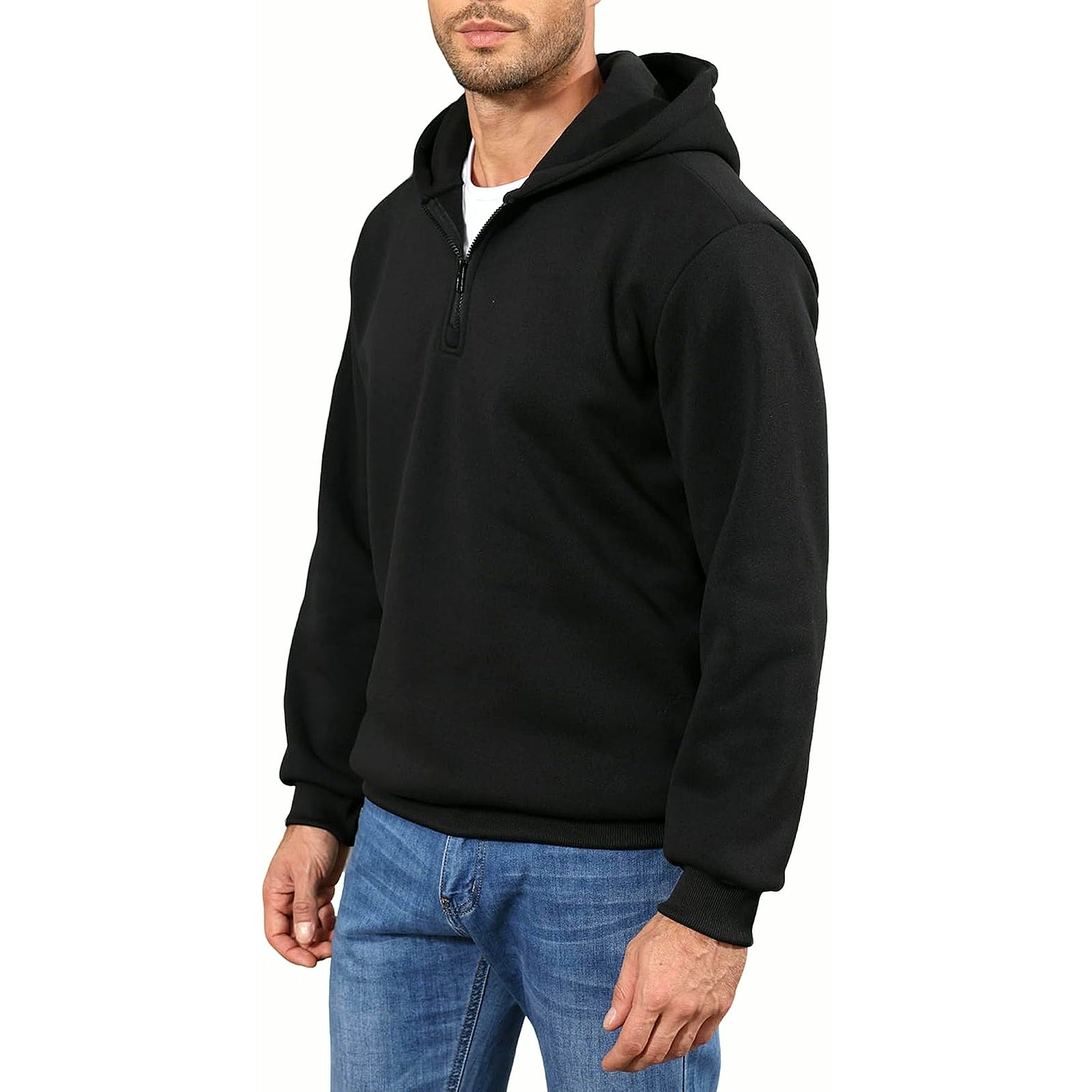 Men'S Quarter Zip Pullover Hoodies Half Zip Hoodie Men Long Sleeve Hoodie Fleece Casual 1/4-Zip Sweatshirt S-3XL
