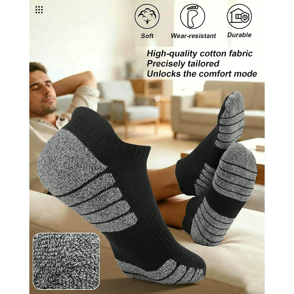Mens Ankle Athletic Running Socks Low Cut Sports Cushioned Socks for Men 6 Pairs