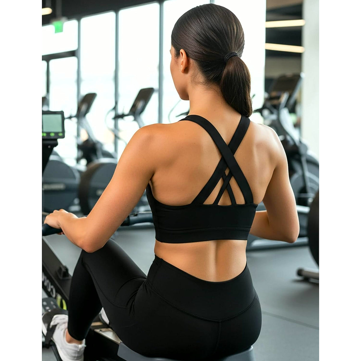Sports Bra for Women, Criss Cross Back Medium Support Workout Bras with Removable Cups for Yoga Running Gym