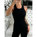 Women Solid round Neck Ribbed Tank Top Camisole Women Summer Basic Elastic Tank Top O Neck Solid Tank Top