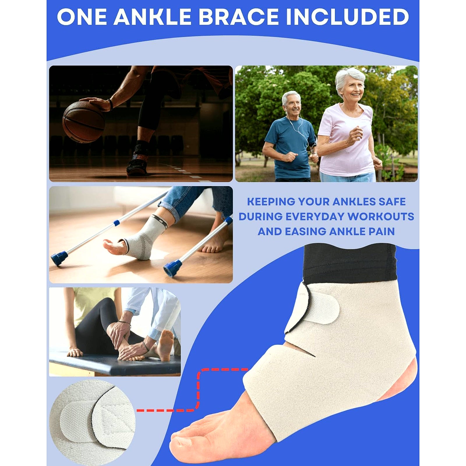 Ankle Strengthener, Single Leg Balance Board for Ankle Rehab, Foot Trainer for Mobility, Foot Stretcher for Sprained Ankle, Balancing Wobble Board, Posture Board, Arch Trainer with Brace