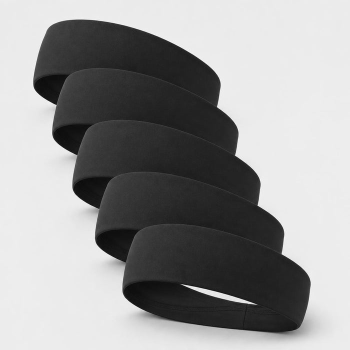 PrimeBuild™ Performance Sweat Headbands – 5-Pack, Black