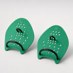 PrimeBuild Swim Training Hand Paddles, green left and right pair marked L and R with black finger and wrist straps
