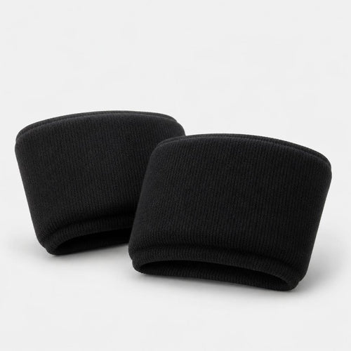 PrimeBuild Boxing Gel Knuckle Guards, two black ribbed-knit slip-on knuckle pads on a light gray background