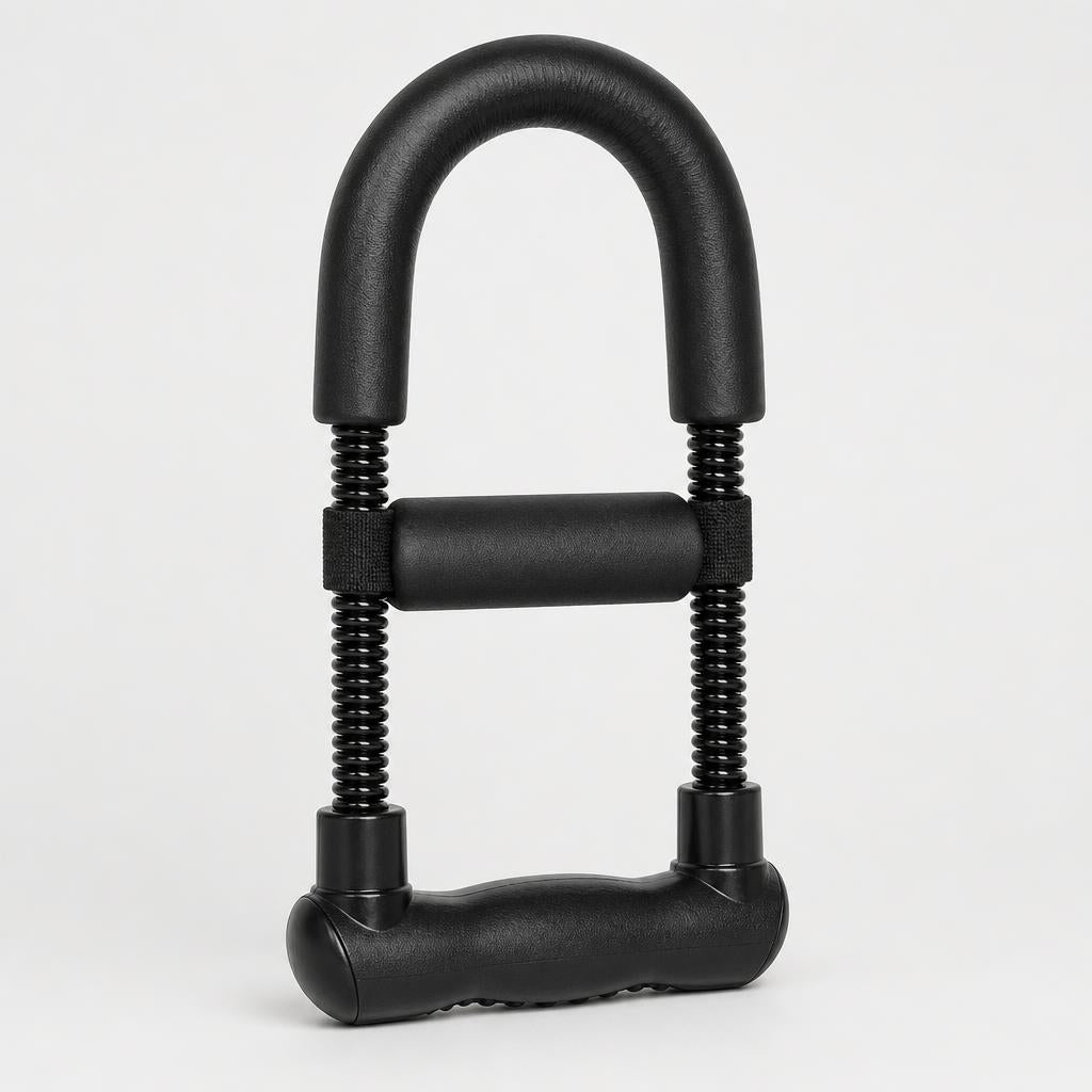 PrimeBuild Adjustable Wrist Strengthener in black with foam U-shaped arch, twin springs, middle pad and handle