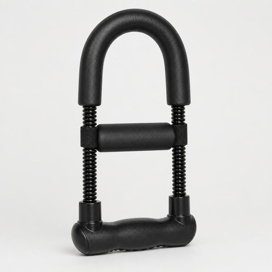 PrimeBuild Adjustable Wrist Strengthener in black with foam U-shaped arch, twin springs, middle pad and handle