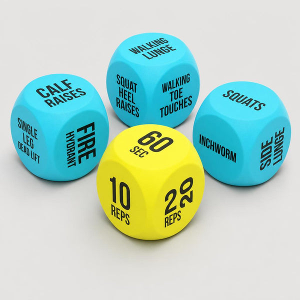 PrimeBuild™ Exercise Dice Set – 4 Foam Workout Dice