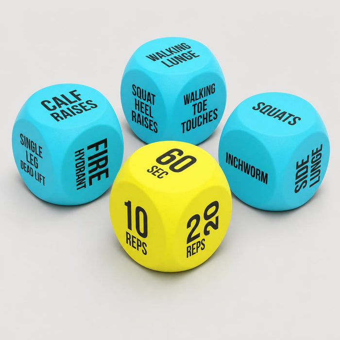 PrimeBuild™ Exercise Dice Set – 4 Foam Workout Dice
