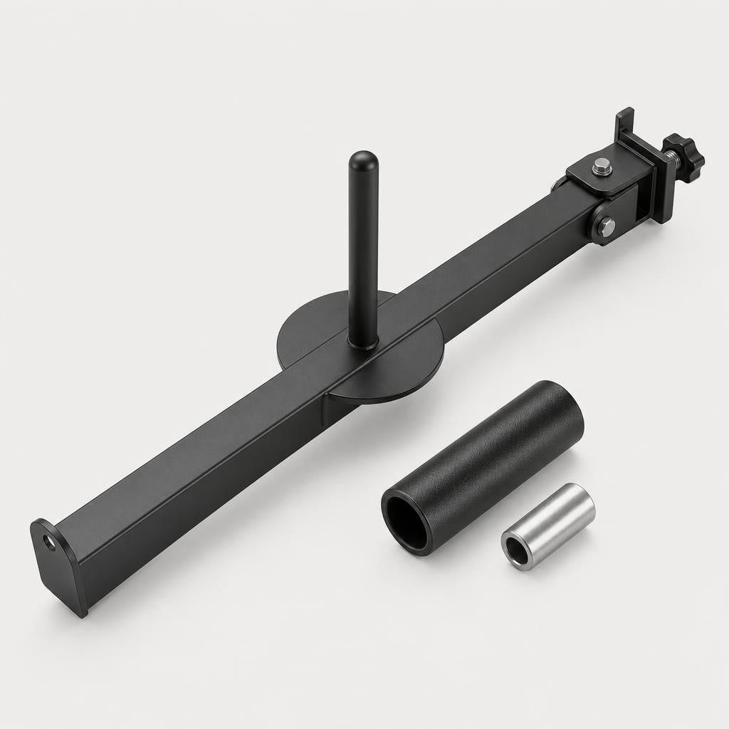 PrimeBuild Landmine Attachment in black: lever arm with plate post, pivot bracket and knob, plus sleeve and adapter