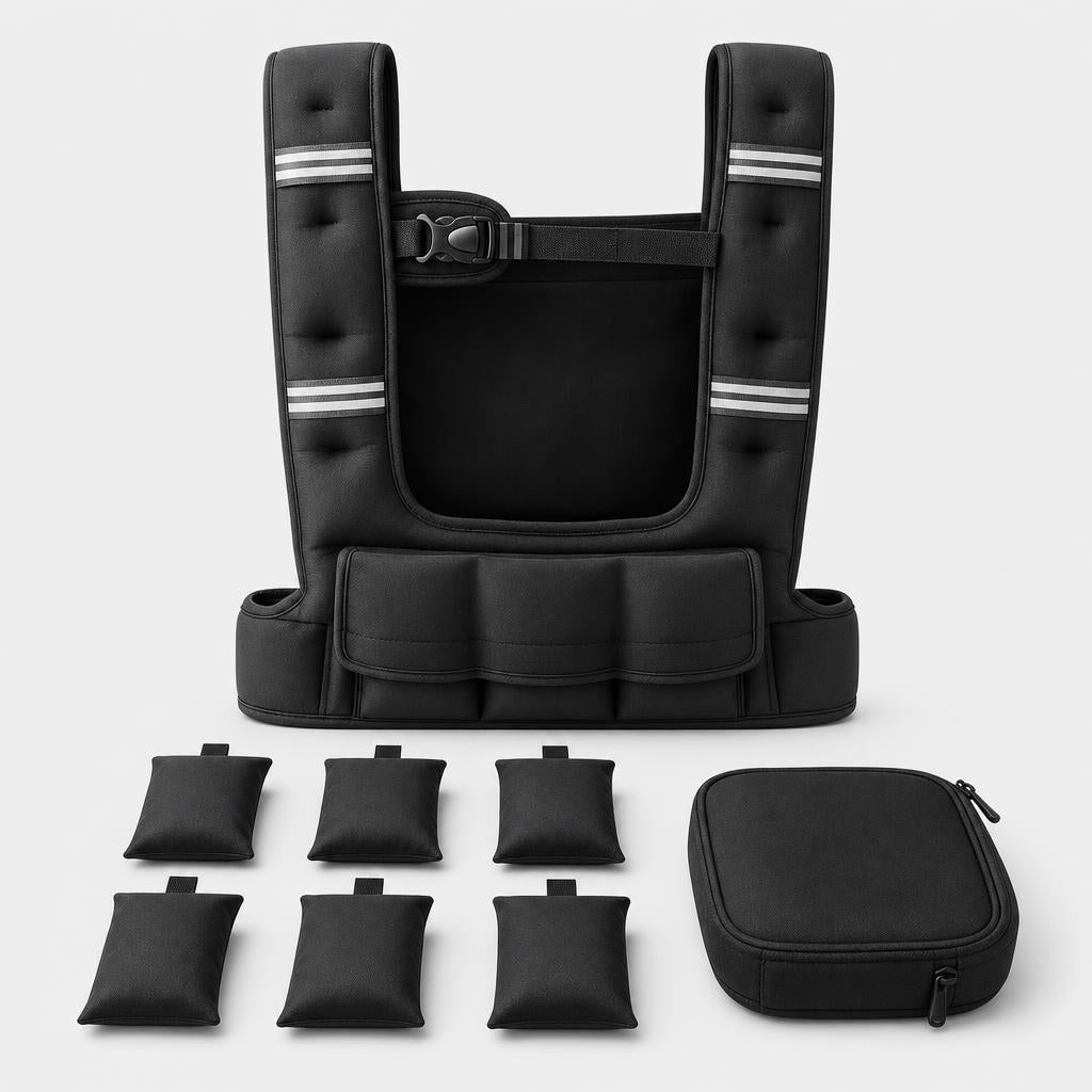 PrimeBuild Adjustable Weighted Vest – 4 to 12 lb, Reflective – product photo