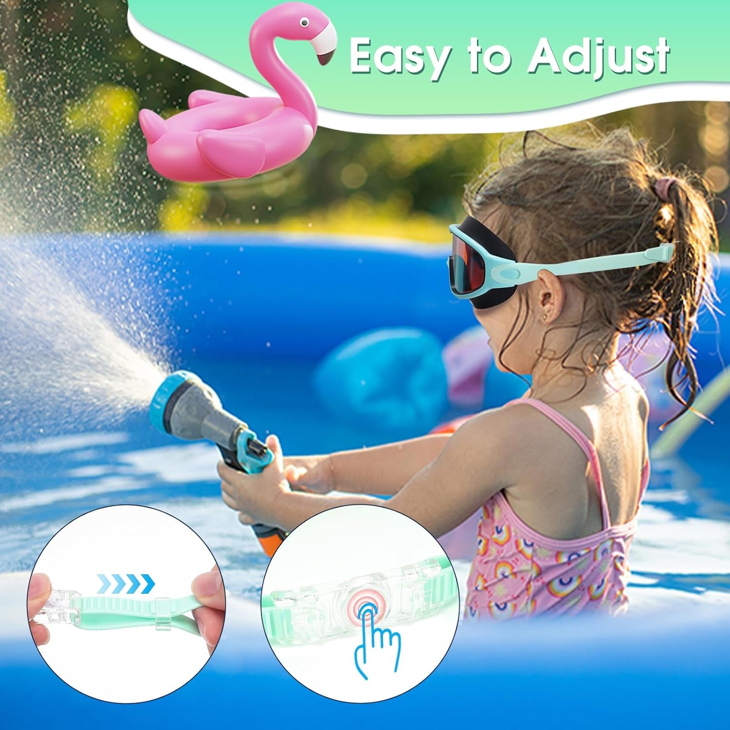 2 Pack Kids Swimming Goggles, Anti-Fog Swim Goggles for Toddler Girls Boys 3-15
