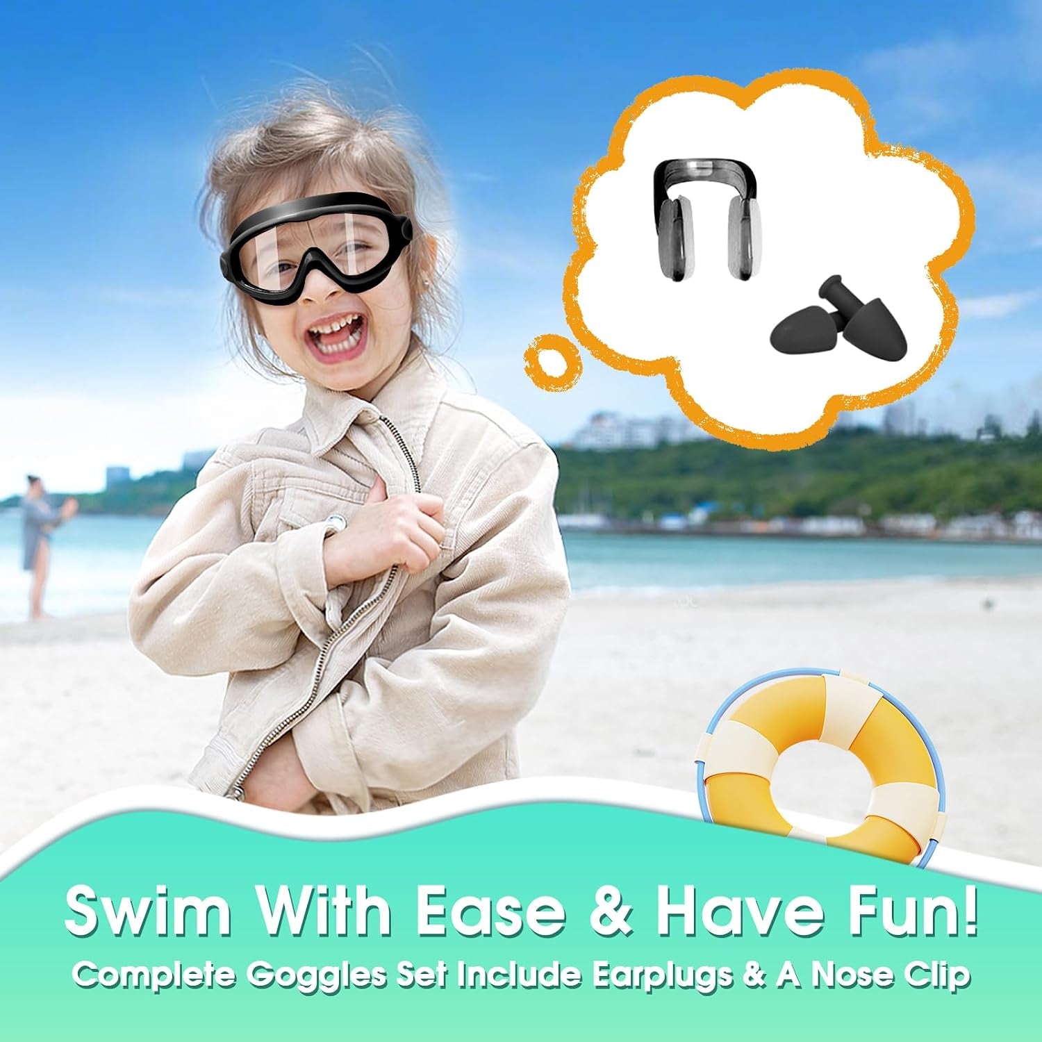 2 Pack Kids Swimming Goggles, Anti-Fog Swim Goggles for Toddler Girls Boys 3-15