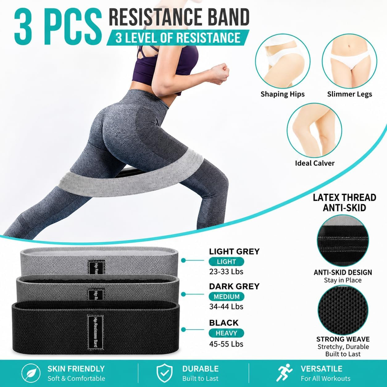 Barbell Pad Set for Squat,10 PCS Hip Thrusts Workout Foam Weight Lifting Bar Cushion with 2 Gym Ankle Straps,3 Hip Resistance Bands,2 Lifting Strap,Barbell Pad and Carry Bag