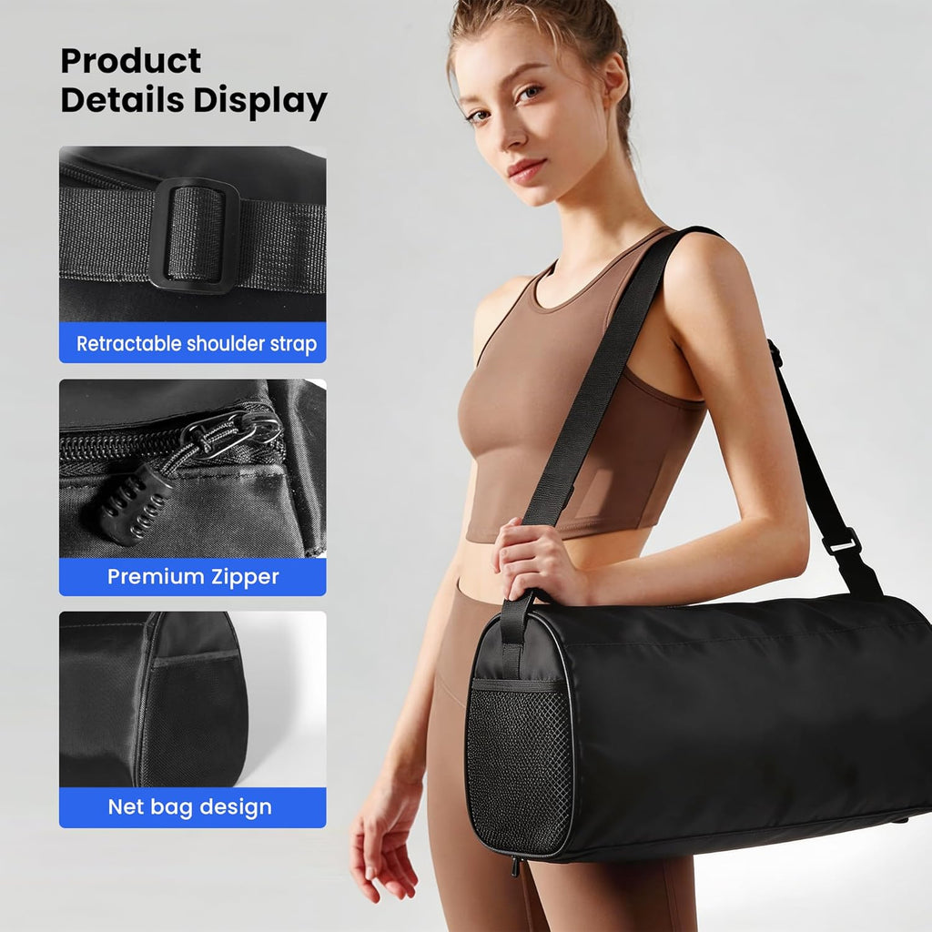 Small Gym Bag for Women & Men,Small Lightweight Duffel Bag Carry on Bags Mini Duffel Travel Bag Waterproof Sports Bags for Workout/Sport/Travel, Black