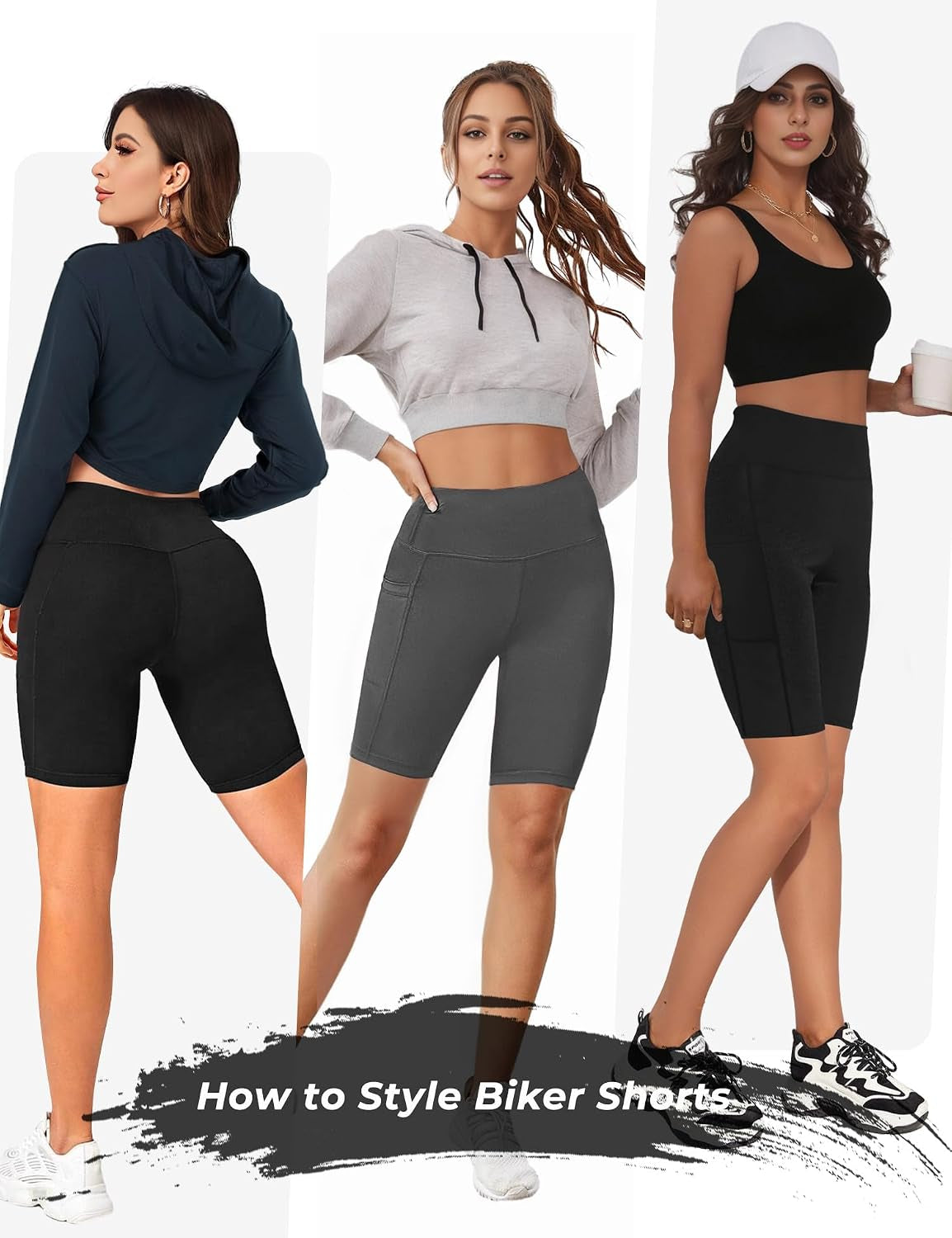 Biker Shorts Women - 5"/8" High Waisted Tummy Control Workout Gym Spandex Yoga Athletic Bike Shorts with Pocket