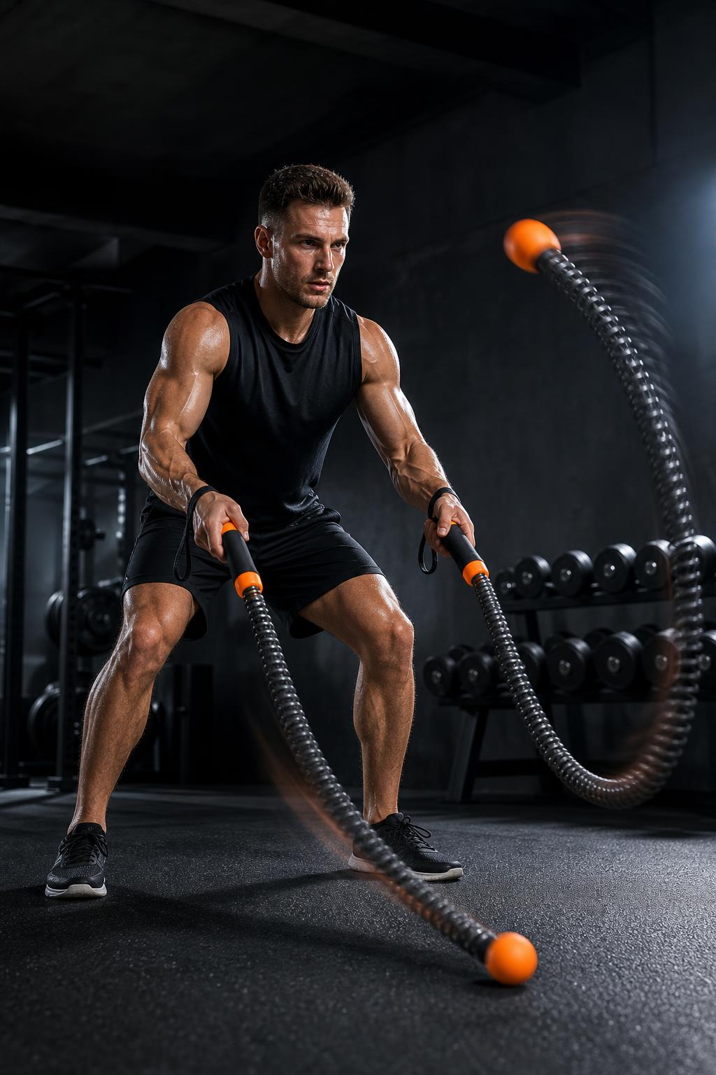 PrimeBuild Cordless Battle Rope Trainer – Weighted Pair – in action