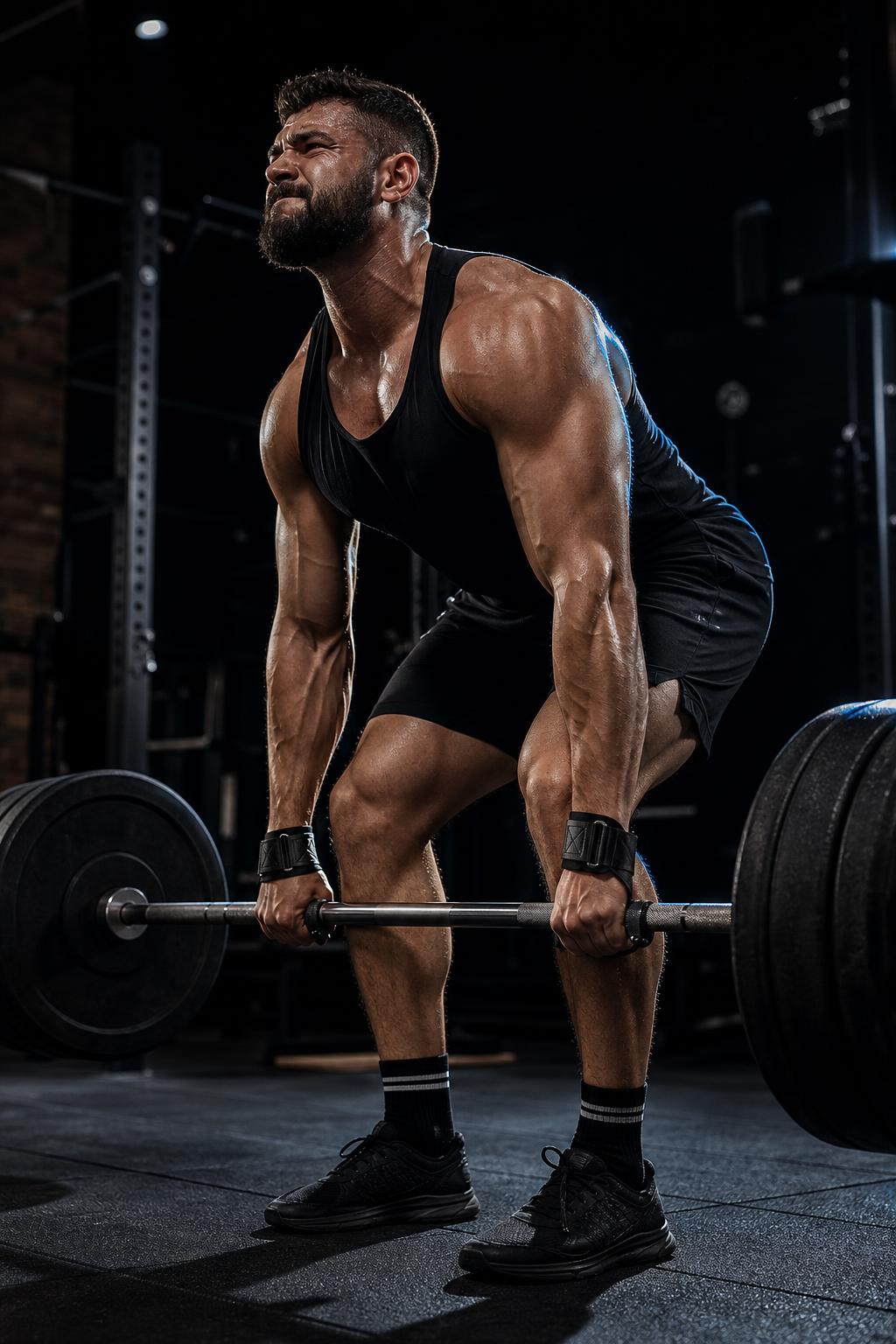 PrimeBuild Heavy-Duty Weight Lifting Hooks – Padded Wrist, Pair – in action